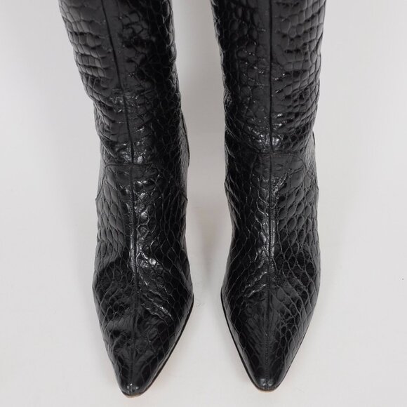 Manolo Blahnik boots shoes 39.5 / 9.5 real crocodile alligator knee high heels - Picture 10 of 12